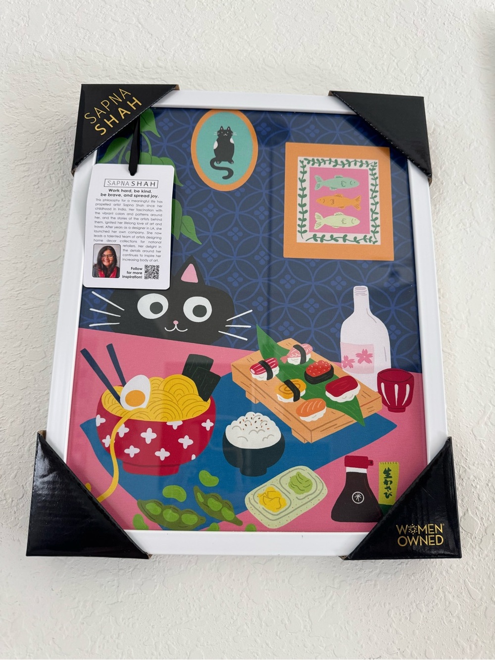 Sapna Shah Sushi Cat Wall Art – Whimsical Kawaii Eclectic Trend
